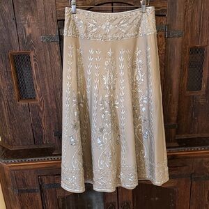 Beautiful Basil & Maude Hand-embroidered A-line Skirt Size 6